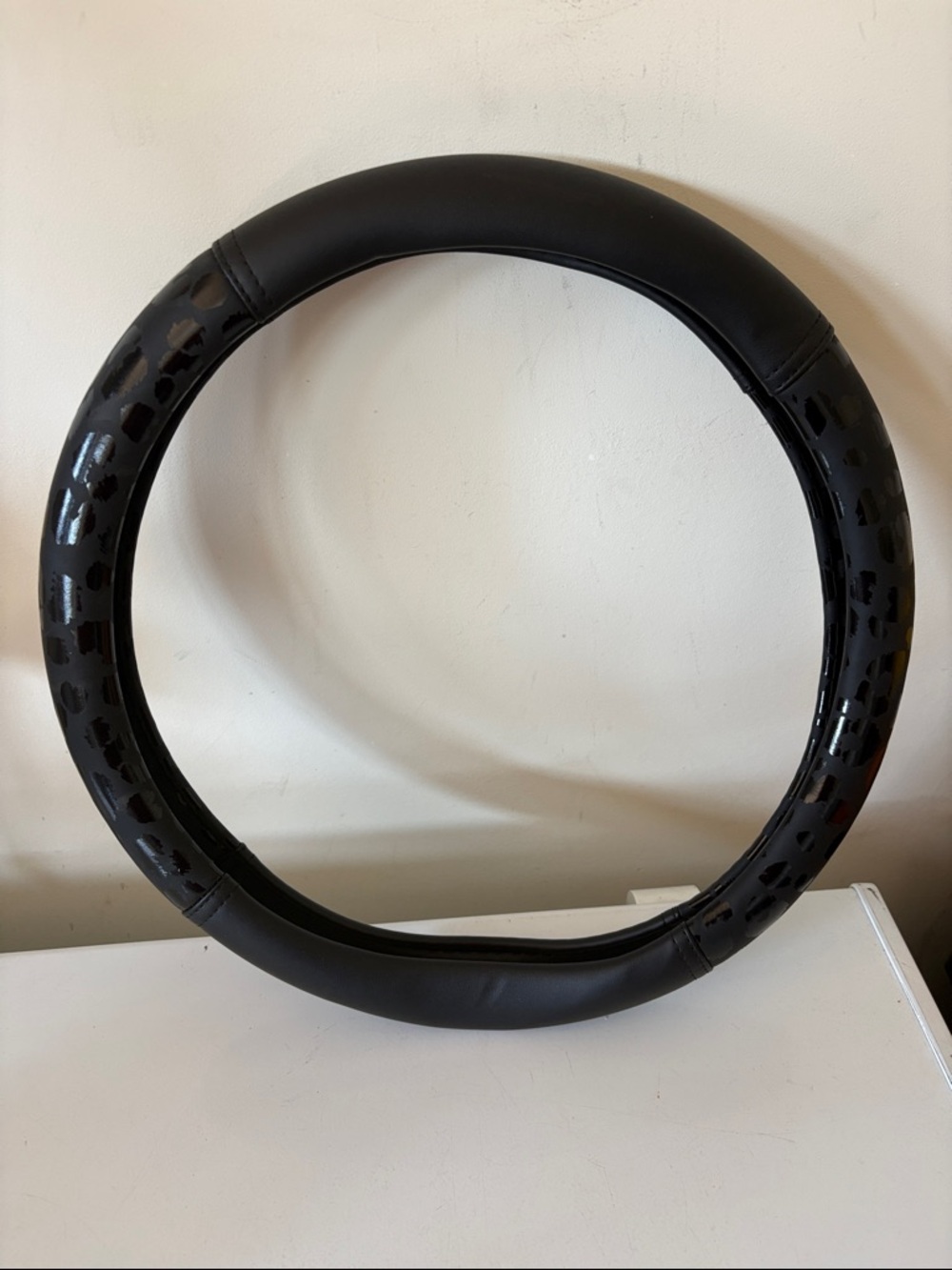 Black Patterned Steering Wheel Cover
